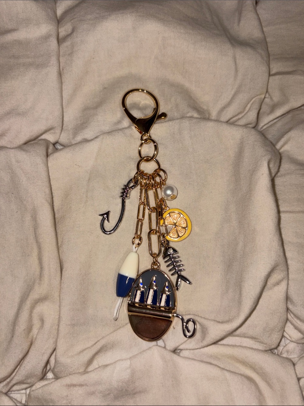 Free People Nautical Fishing Charm Bag Charm Keyring